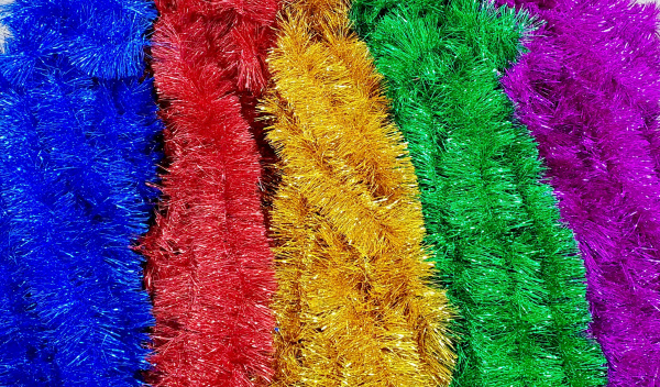 яМишура цветная №12  с белыми кончиками