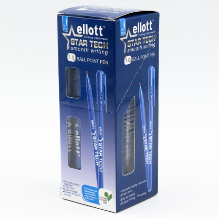 Ручка шарик. Ellott Star Tech игольч. након., синяя 1,0мм (св.чер