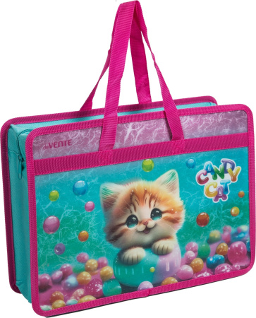 Папка с ручками А4 Candy Cat, широкая боковина