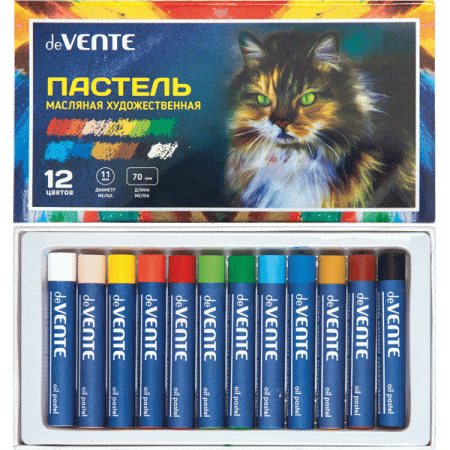 Мелки Пастель 12цв. маслян. художеств., утолщен.