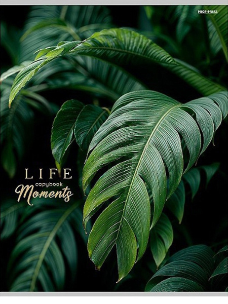 Тетрадь А4  96л Зелёные листья-5, тиснение