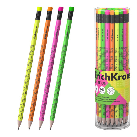 Карандаш ч/гр пластик. с/л ЕК круглый 2x2 Neon