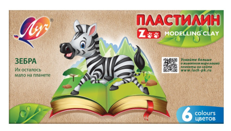 Пластилин ZOO  6цв.  90гр  без стека