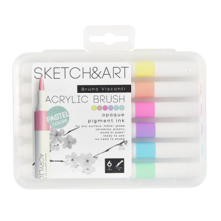 Маркер-кисть акриловый 6цв Sketch&Art