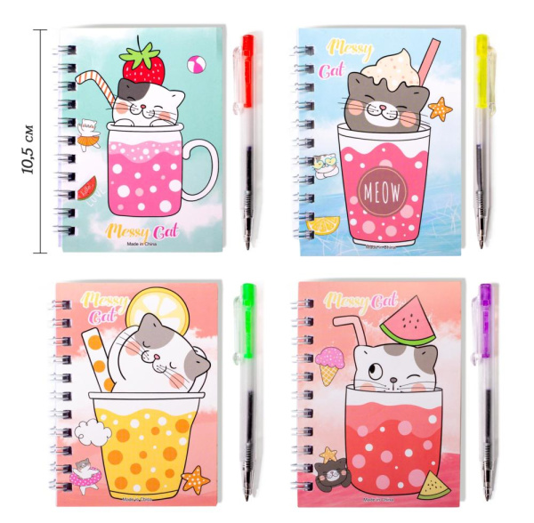 Блокнот/гребень  7,5*10,5см  36л Котик, с ручкой