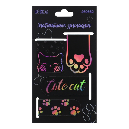Закладки магнитные 4шт/уп Cute cat