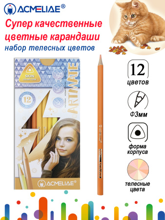 Карандаши Acmeliae Skin Artmate 12цв, трехгран