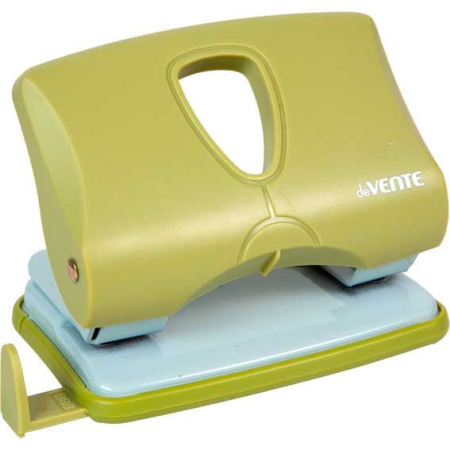 Дырокол 20л SigNature оливковый, с линейкой