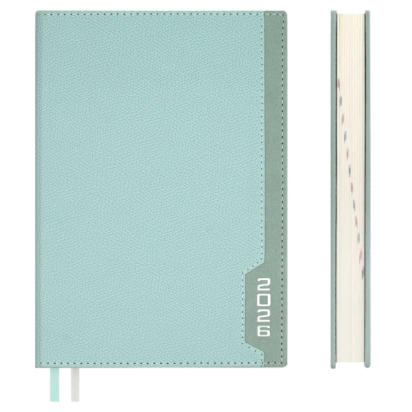 Ежедневник.2026г А5 7Бц Джут мятный, кожзам, фольга 176л