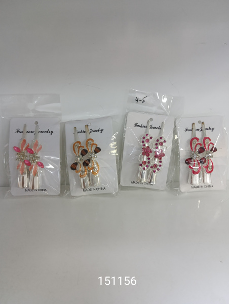 Зажимы д/волос стразы металл, 2шт