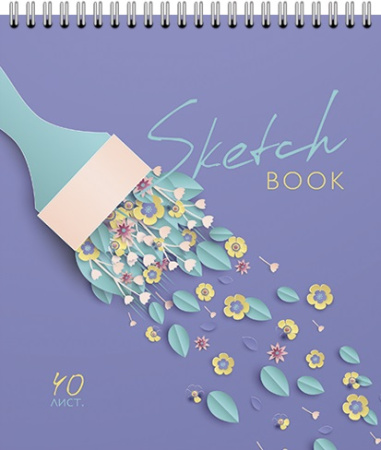 Скетчбук/гребень А5  40л Цветочки, 120гр