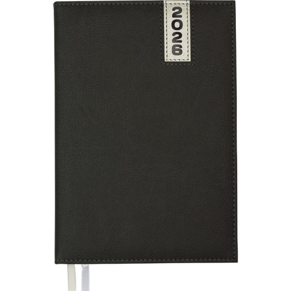 Ежедневник.2026г А5 7Бц Vertical чёрный, кожзам, поролон, 168л