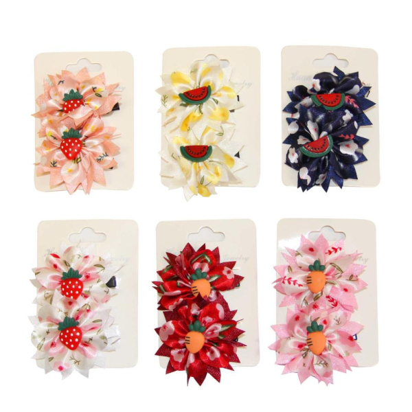 Зажимы д/волос 2в1 Цветок, фрукт 6см