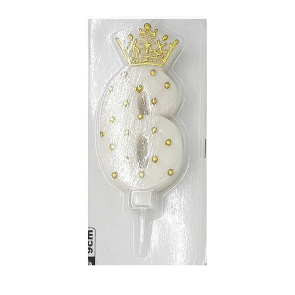 Свеча д/торта цифра Корона на белом "6"  9см