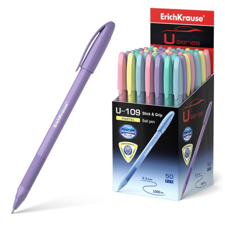 Ручка шарик. EK U-109 Stick&Grip Pastel 1.0, синяя