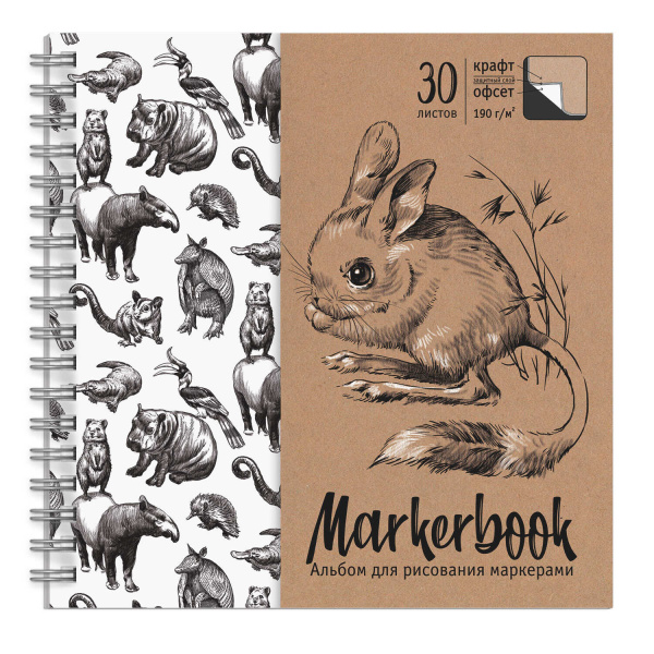 Альбом гребень д/рис. маркерами 195*195 30л Тушканчик
