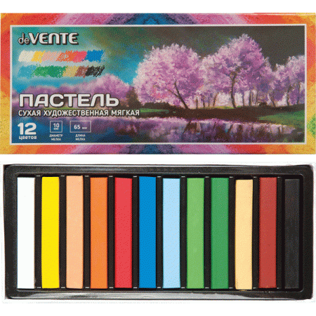 Мелки Пастель 12цв. художественная сухая мягкая