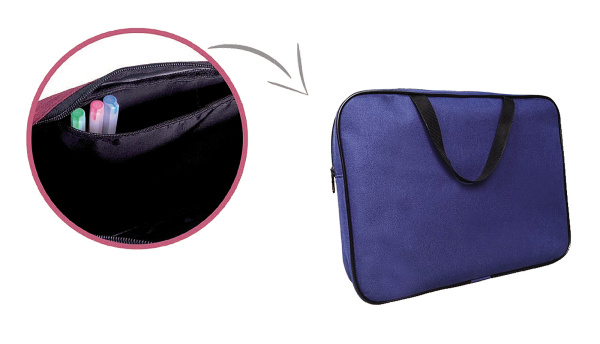 Папка с ручками А4  Синяя, широкая боковина